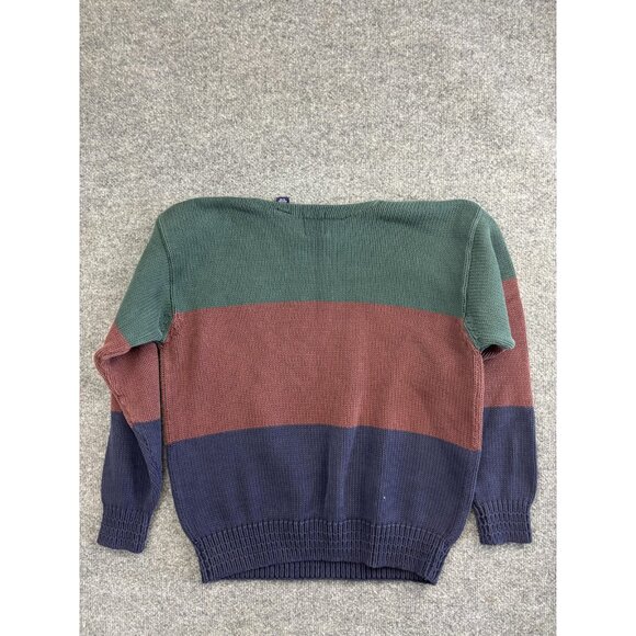 GAP Sweater Mens Medium Green Red Navy Blue Block Stripe Knit Pullover Cotton - Picture 5 of 5